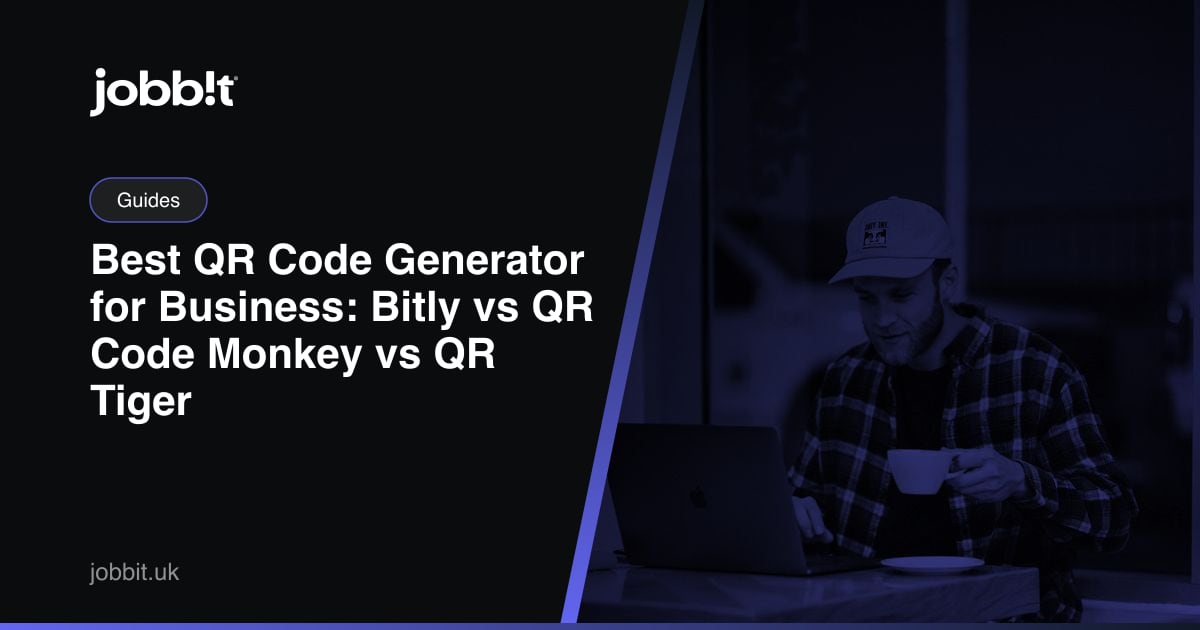 Obálka blogu Jobbit porovnávajúca Bitly, QR Code Monkey a QR Tiger pri tvorbe QR kódu